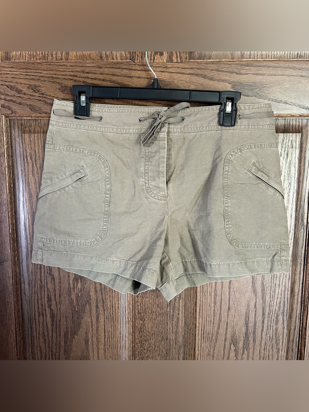 J. Crew Olive-Tan Drawstring High-Rise Women’s Shorts 100% cotton